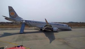 MYANMAR Airlines: un Embraer 190 atterrit sans train d'atterrissage avant